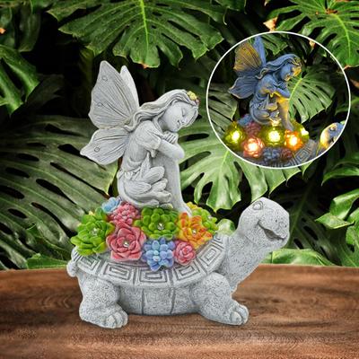 Solar Outdoor Garden Statues Figurines Decor Vivid Shape Art Decoration Fairy Angel Resin