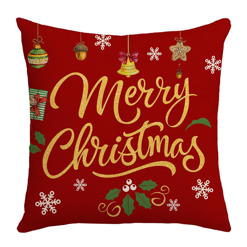 Christmas Pillowcase with Red and Green Colors, Warm Christmas Tree, Snowflake Element, Letter Print, Home Decoration Pillowcase