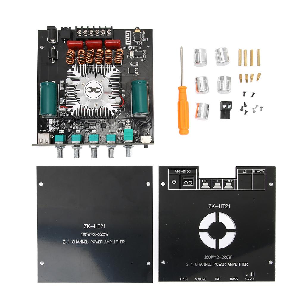 BT Power Amplifier Board Stereo 2.1 Channel Built in Cooling Fan USB Amplifier Board DC15‑36V