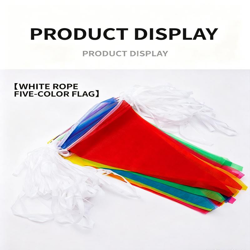 Colorful Triangle Flag Bunting 100M 150 Sides Reusable Polyester Banner for Garden Patio Holiday Party Outdoor Decor