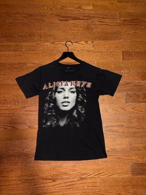 Alicia Keys Rap Tee Shirt Mens Small Black Y2K R&B Hiphop Short Sleeve Rare 00s Unisex T-Shirt