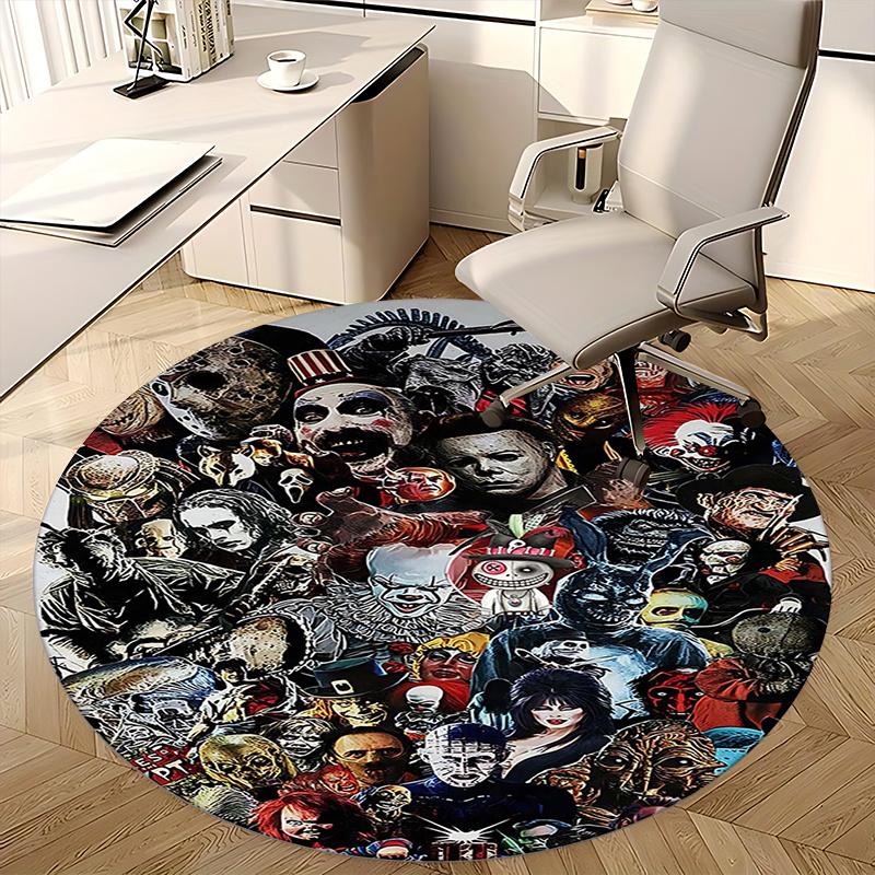 Horror Movie Characters,Halloween Decorations Chair mat Round Rug Office carpet, Machine Washable, Non slip, Suitable for Living Rooms, Bedrooms