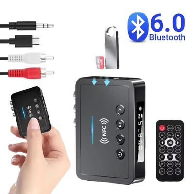 Odbiornik Nadajnik NFC Bluetooth 6.0 Adapter Bezprzewodowy FM Stereo AUX 3.5MM Optyczny Koncentryczny Karta TF/Pendrive Pilot do TV PC