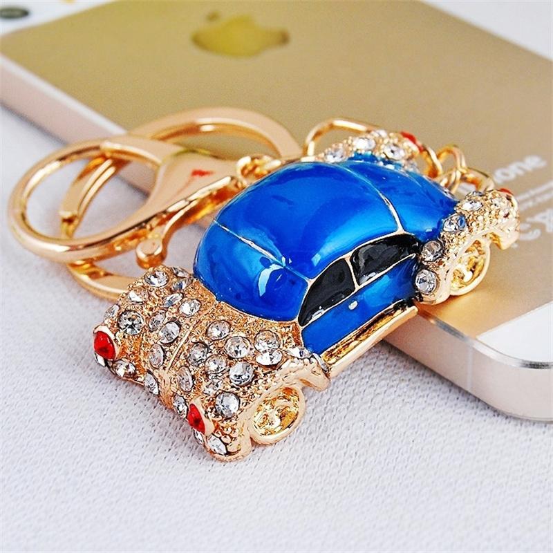 Fashion Alloy Metal Car Key Chain Keychain Charm Women Handbag Crystal Pendant Luxury Model Car Accessories Keyfob