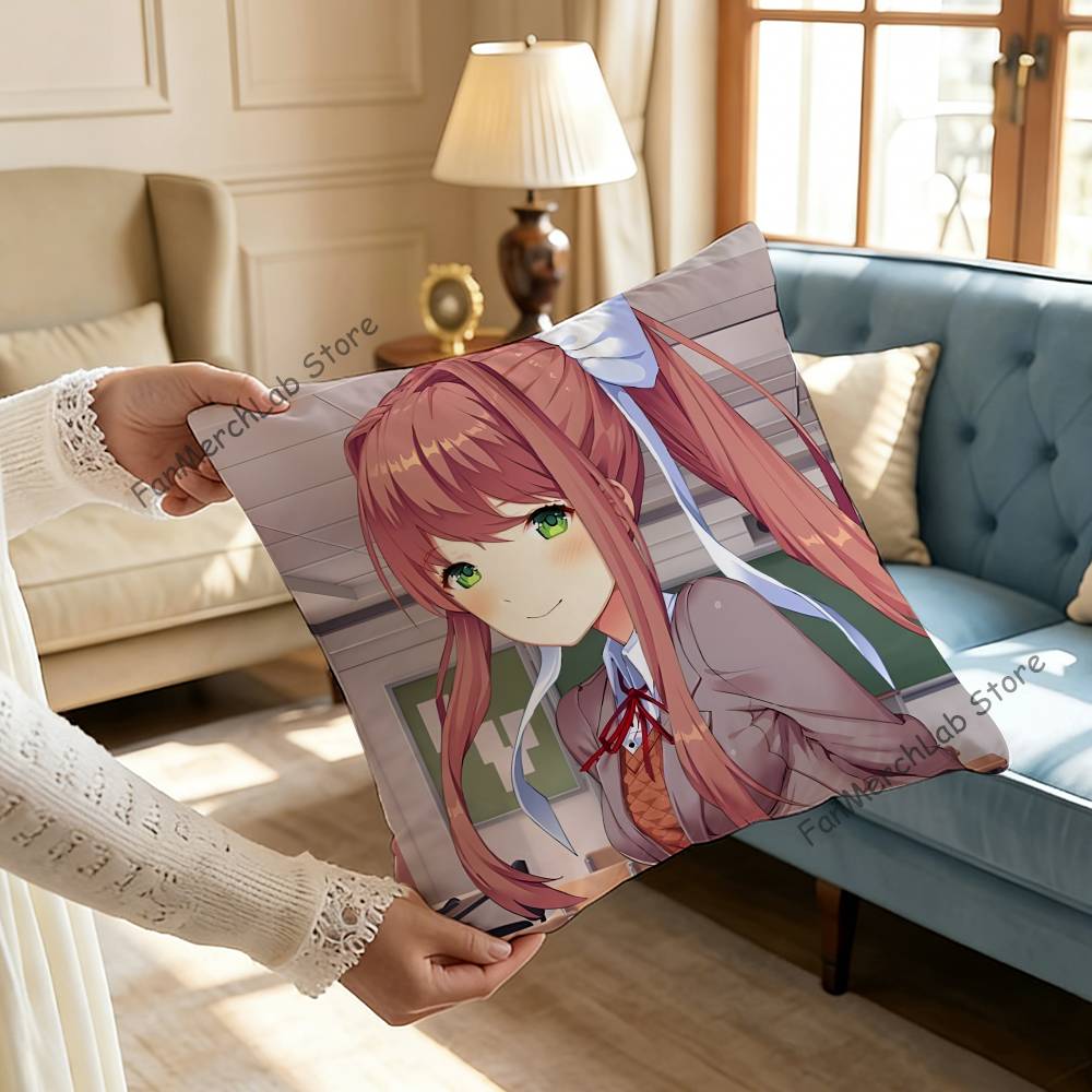 Cartoon Character MMonika Pillow Case Plush Fabric Soft Pillowcase Double Sided Print Sofa Cushion Cover Throw