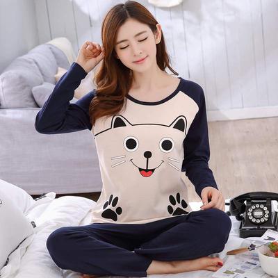 2025 New 2Pcs/Set Women Long Sleeve Sleepwear Cartoon Anima Pajama Set Long Sleeve Tops Long Pants Casual Sleep Lounge Nightwear