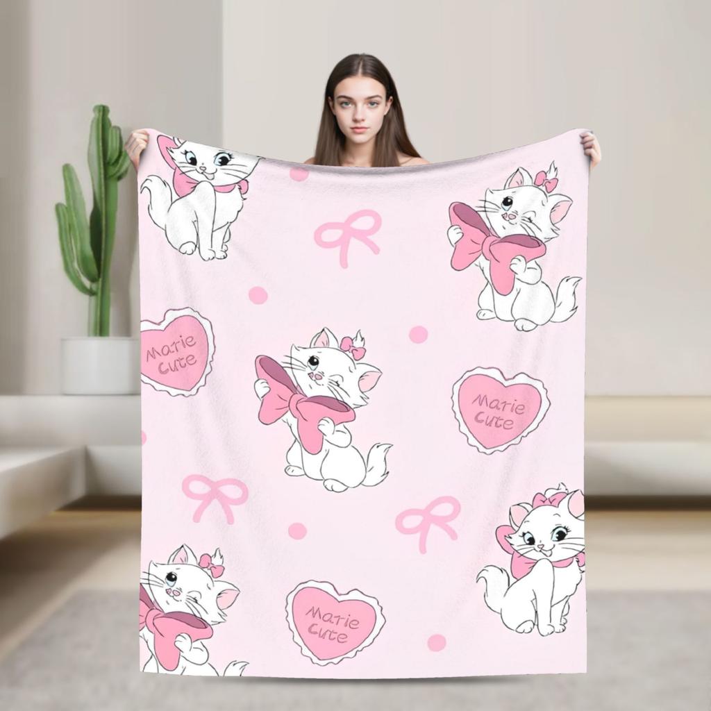 Aristogatos Marie Gato Mantas Tejidas Rosa Lana Manta de Tiro Verano Aire Acondicionado Portátil Suave Cálido Colcha