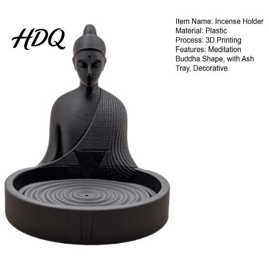 Schreibtisch Räuchergefäß Meditation Buddha Räucherstäbchenhalter, 3D-gedruckt mit Wellenhalter Aschenbecher, Ornament für Yogaraum Home Office Ständer