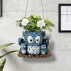 Květináč Modrá sova Pryskyřice Keramika Závěsný květináč s detailní texturou Odolný vůči povětrnostním vlivům Vnitřní Venkovní Dekorativní držák na rostliny