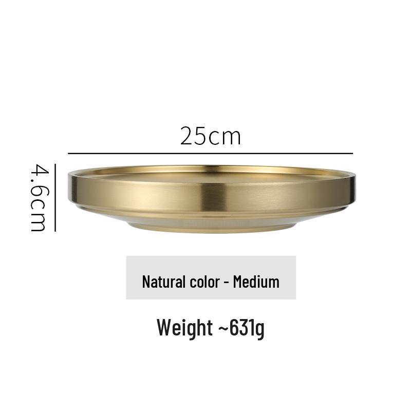 Korean Style Gold Double-Layer Stainless Steel Plate for BBQ & Hot Pot