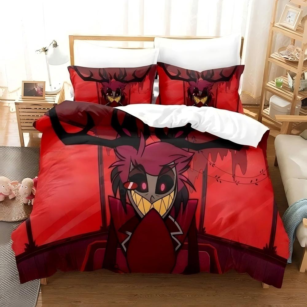 Hazbin Cartoon Duvet Cover Pillowcase Beddingboygirl Bedroomdecoration Childrengift Single Double Largebed Sizezip Duvet Cover