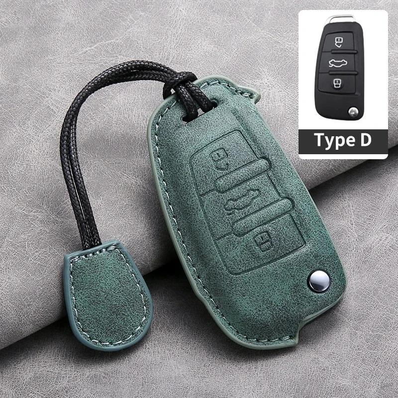 Car Key Case Cover For A1 A3 A6 A6L Q2 Q3 Q7 TTS R8 S6 RS3 Leather Car Key Shell Accessories