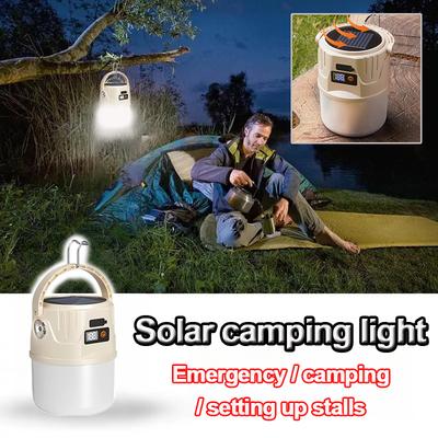 Lanterns For Camping Portable Camping Light Solar Panel 2 Modes Waterproof Lamp With Hook Survival Gear For Tent Hiking Fishing