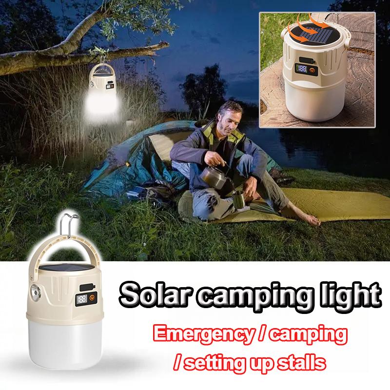 Lanterns For Camping Portable Camping Light Solar Panel 2 Modes Waterproof Lamp With Hook Survival Gear For Tent Hiking Fishing