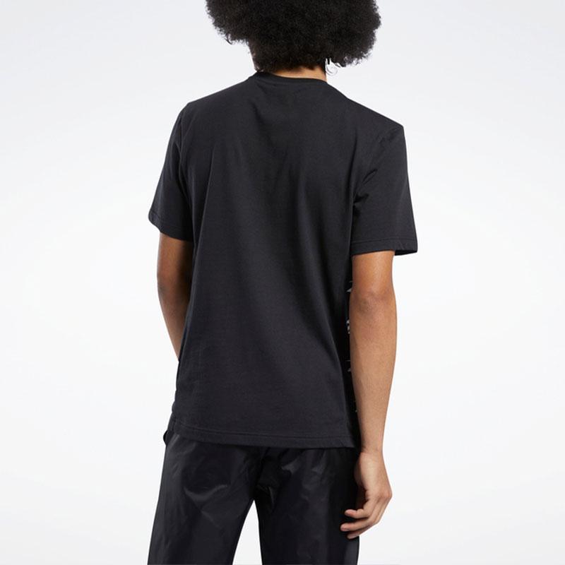 Reebok Side Logo Print Crew Neck Casual Short Sleeve T-Shirt Unisex Tops Black FK2516