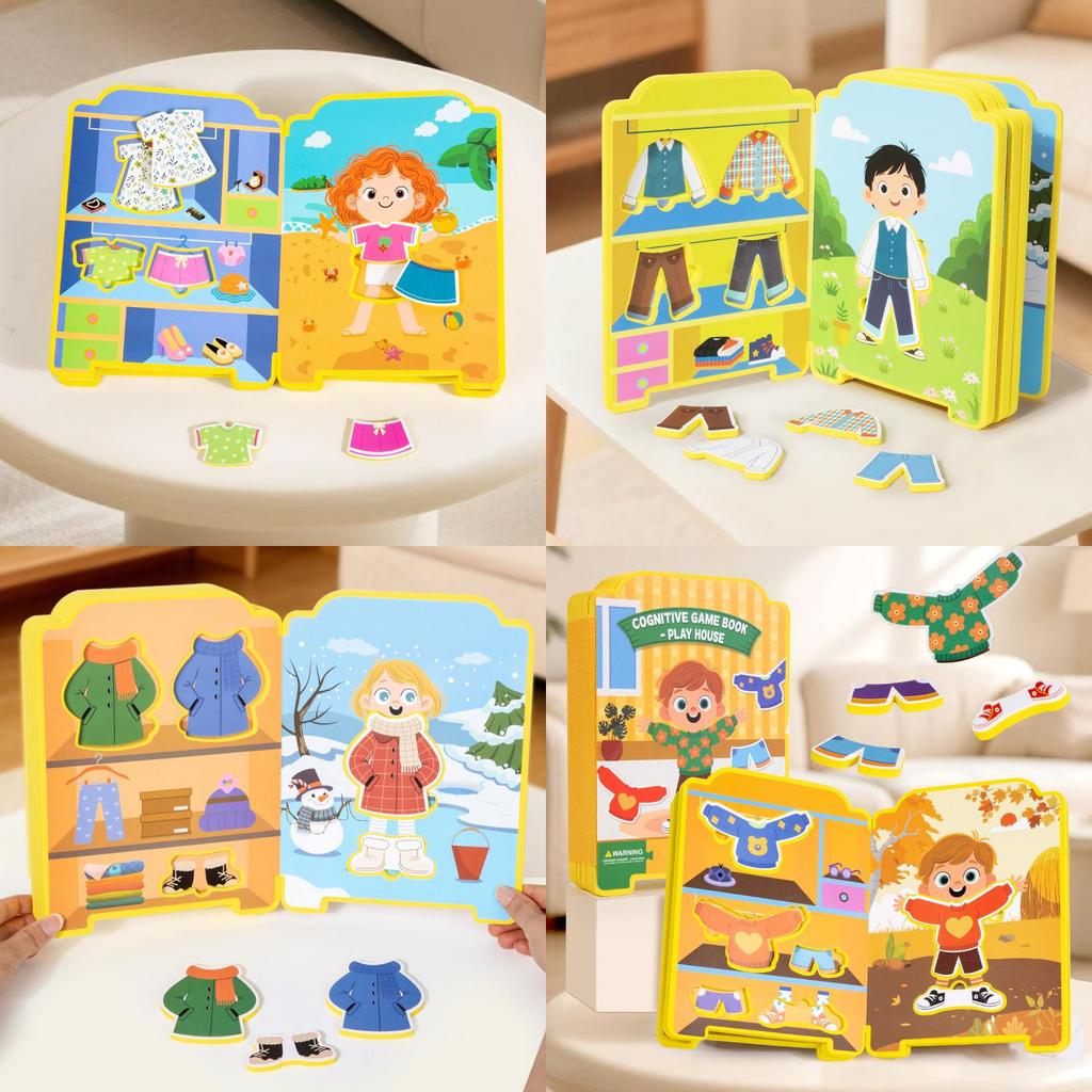 Educational Puzzle Dress Up Book For Children With Magnetic Stickers And Quiet Play