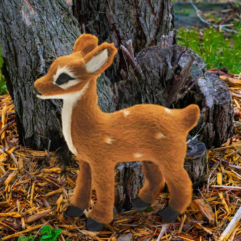 1Pcs Simulation Plush Animal Cute Sika Deer Reindeer Xmas Home Decor Standing Ornament Christmas Elk Scene Arrangement Props