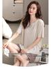Women's Summer Modal Pajama Set with Chest Pad - Short Sleeve and Shorts, Cool Rayon, Anti-Bump, Suitable for Outdoor Wear