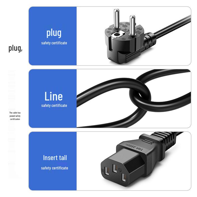 European Type C Three-Pin Power Cord for Computers and Rice Cookers