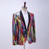 Men's Colorful Vertical Sequin Dress Single Top Green Fruit Collar Suit Dance Leisure Color Matching Bar Host Suit