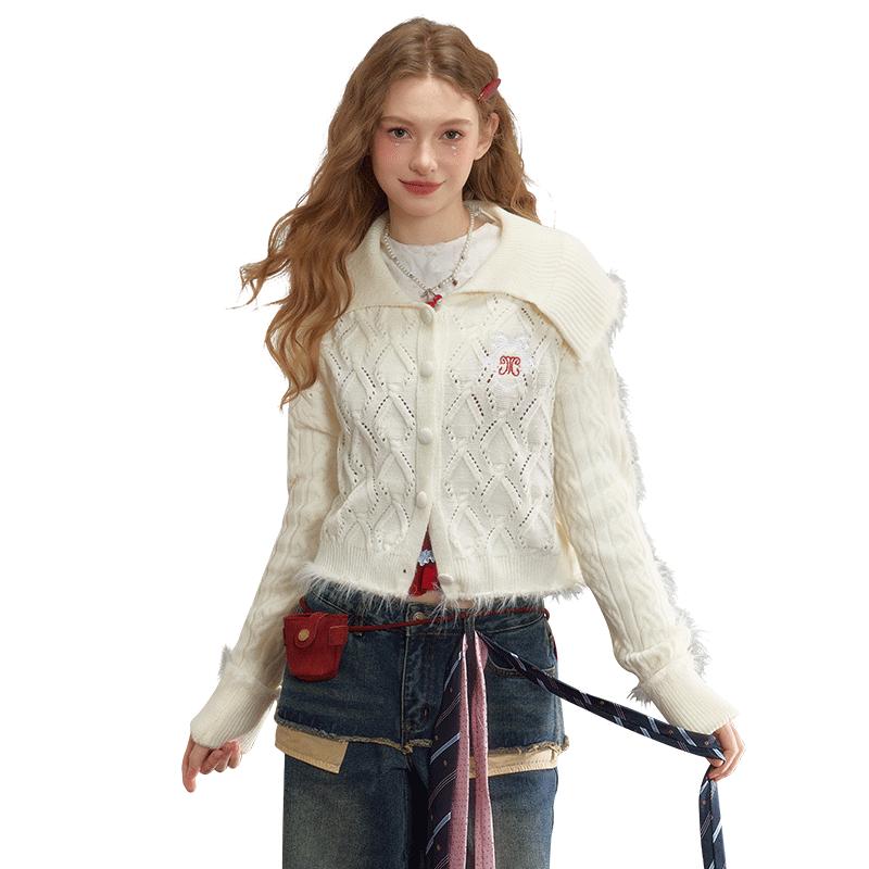 UNIFREE Women's Lapel Knit Cardigan