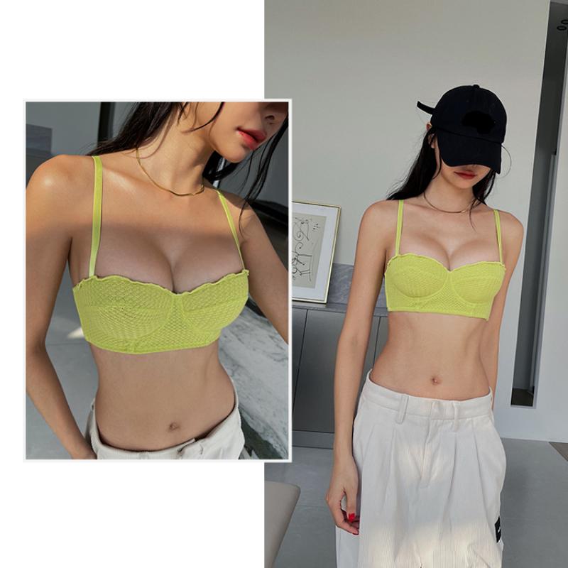 Summer 6 Color Sexy French 1/2 Cup Push Up Bra Set Fashion Women Lace Thin Cup Underwear Romantic Lavender Bras and Thong Set