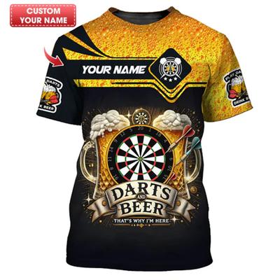 Bierliebhaber Club Lustiges T-Shirt mit individuellem Namen für Männer Humor Persönlichkeit Kurzarm Tee Top Sommer Lässig 3D Druck Dart Shirt