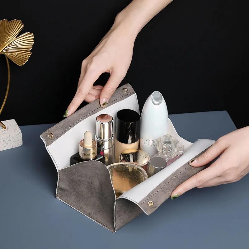 Porta fazzoletti in pelle nordica, portaoggetti da scrivania in PU per ufficio, portaoggetti per auto, semplice porta carta velina, decorazione da tavolo per soggiorno, portaoggetti per chiavi di casa