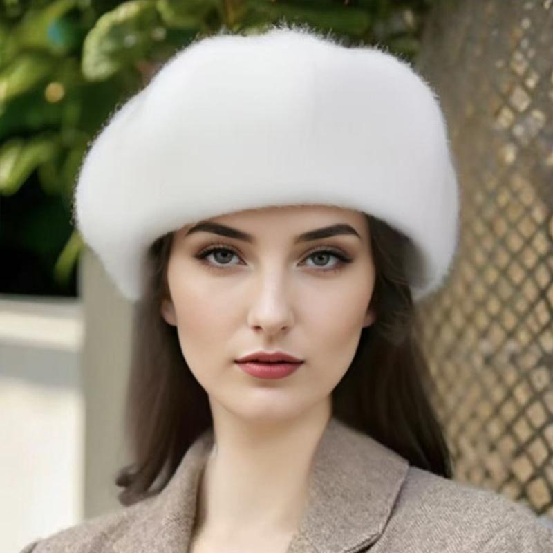 Winter Painter's Hat Vintage Faux Mink Fur Artistic Thickened Fashion Accessories Warmth Adjustable French Style One Size