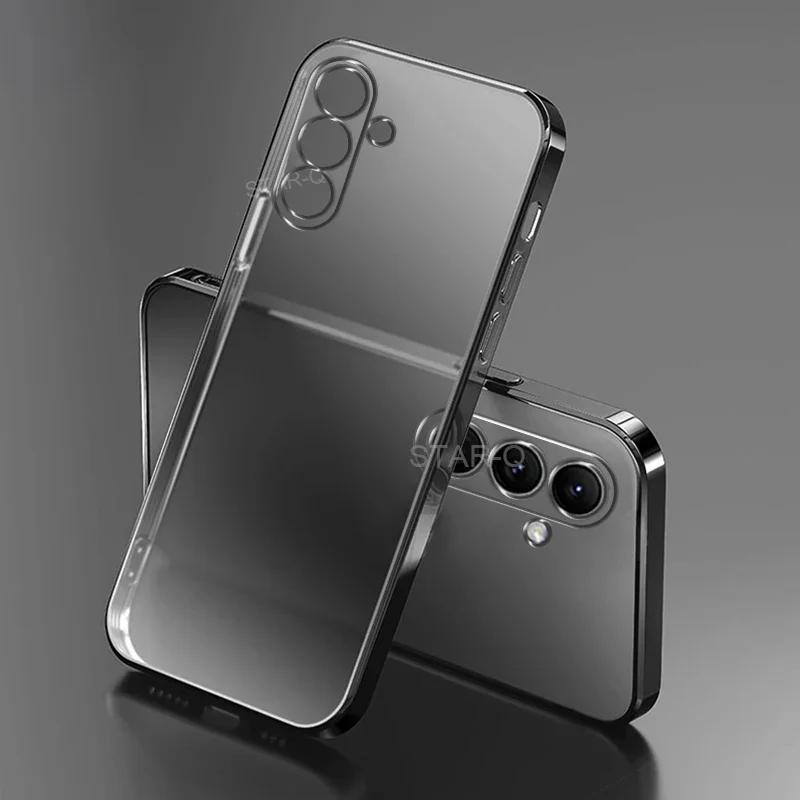 Luxury Transparent Plating Phone Case for Samsung Galaxy S25FE A57/37/27/17/07 A56/36/26/16/06 A55/35/25/15/05S Protection Cover