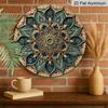 2D Flach, 1 Stück Runde Aluminium-Mandala-Dekorplatte, Aufwendige Ranken-Blumen-Ethnische Mandala-Kunst, Türkranz-Mittelstück, Ideal für Weihnachten, Diwali
