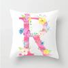 Flower 26 Letters Alphabet Decorative Cushion Cover Polyester Pillowcase Throw Pillow Cover Home Decor Fundas De Cojin 45X45Cm