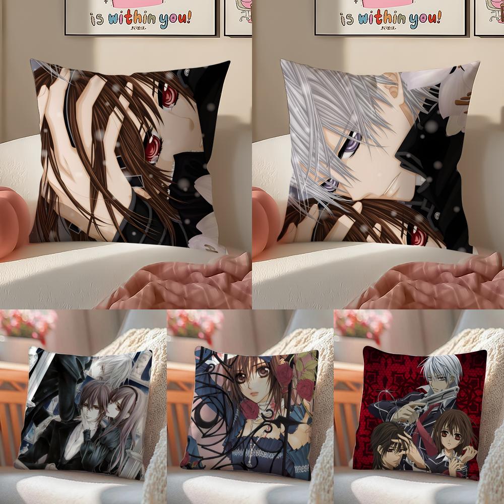 Fashion V-Vampire Knight Anime Cushion Cover Pillowcase Short Plush Invisible Zipper Room Sofa Cushion Cover