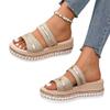 Summer new large size one-character muffin wedge sandals women's fashion thick-soled glossy women's cool slippers