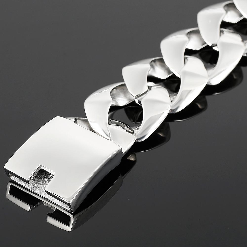 Cool Men's 31MM Hip Hop Cuban Chain Bracelet High Polished Solid Stainless Steel Jewelry Gift for Birthday Party