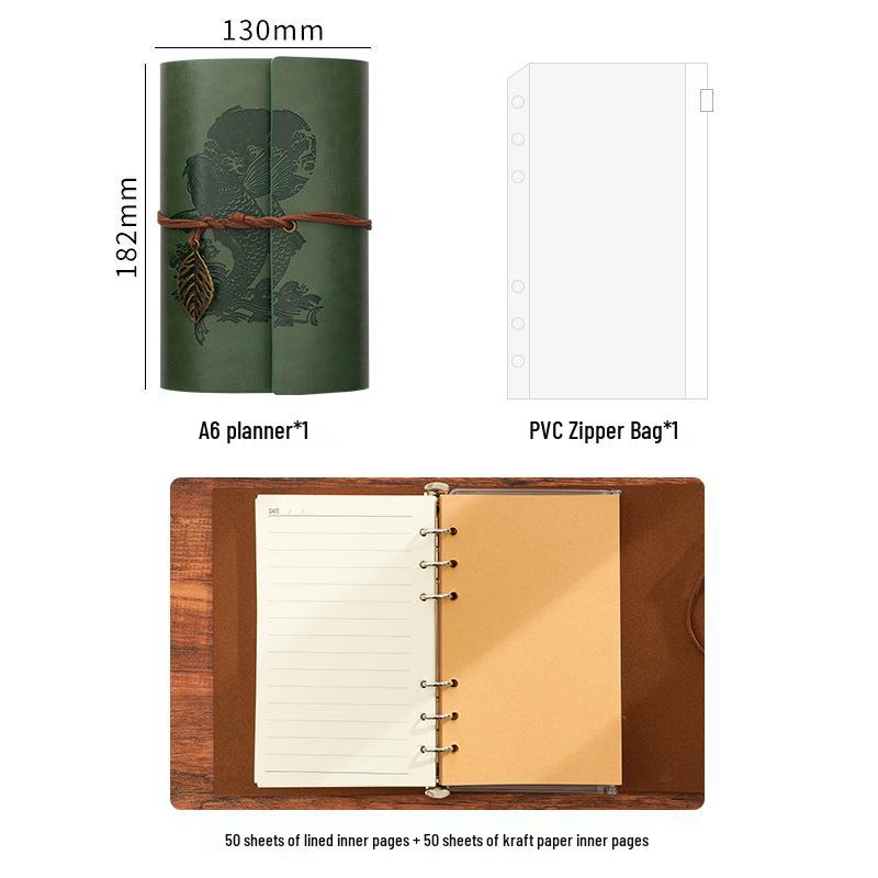 

Ретро A6 Блокнот для путешествий из искусственной кожи – Планировщик на кольцах и Креативный дневник