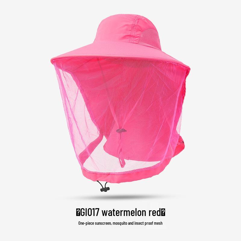 Men's Large Brim UV-Blocking Fishing Hat with Insect-Proof Net