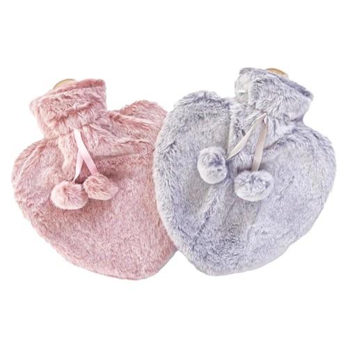 K Collection Heart Pom Pom 1L Hot Water Bottle Cover (Pack of 2)