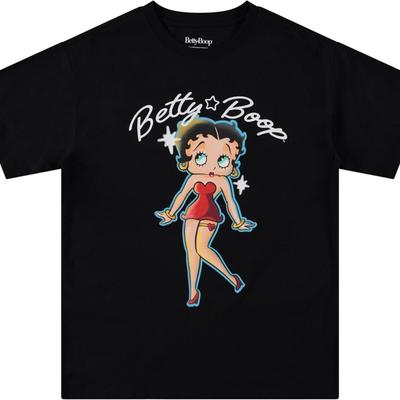 Damska Koszulka Mody Betty Boop, Koszulka z Krótkim Rękawem Bonnie, Margie i Mae, Koszulka Vintage