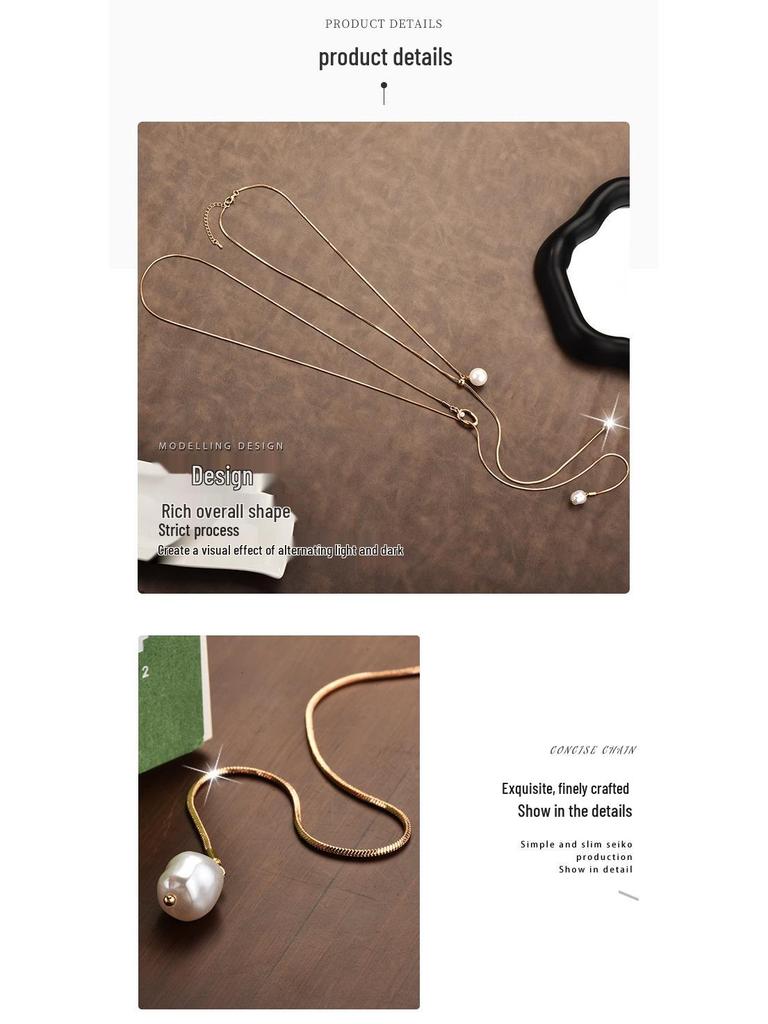 Autumn/Winter Pearl Sweater Chain: Fashionable, Adjustable, Long Necklace