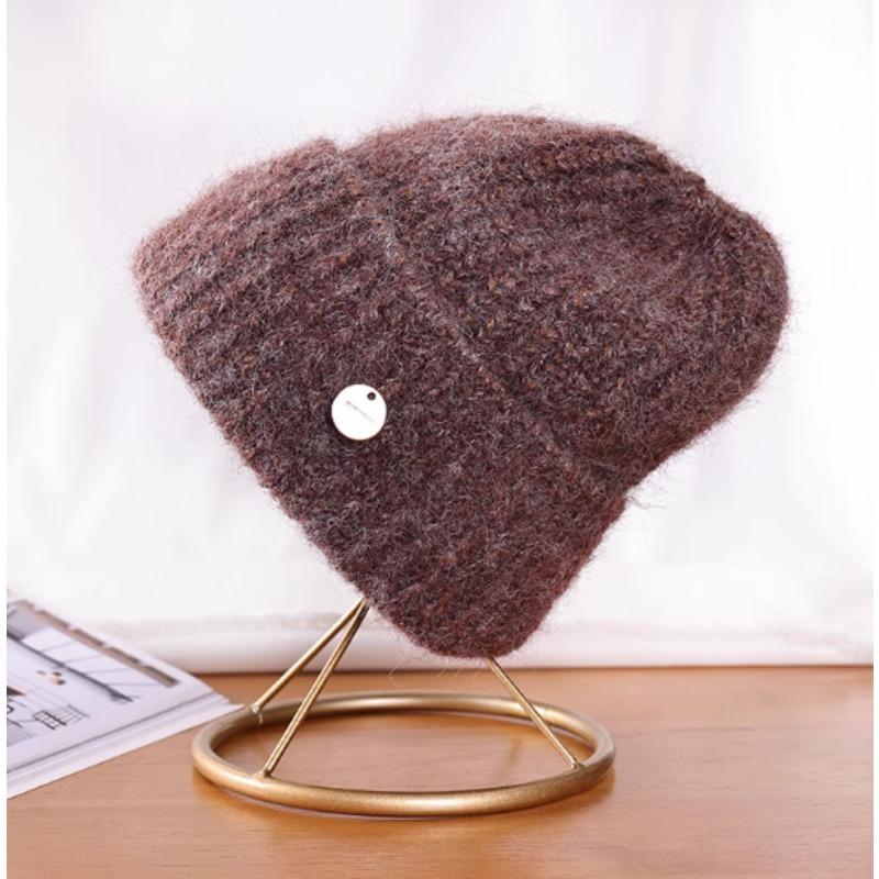 

Autumn and Winter Large Sized Thick Thread Knitted Hats Woolen Hats That Show Off The Face Small Pile Hats for Warmth and Big Head Girdles one size