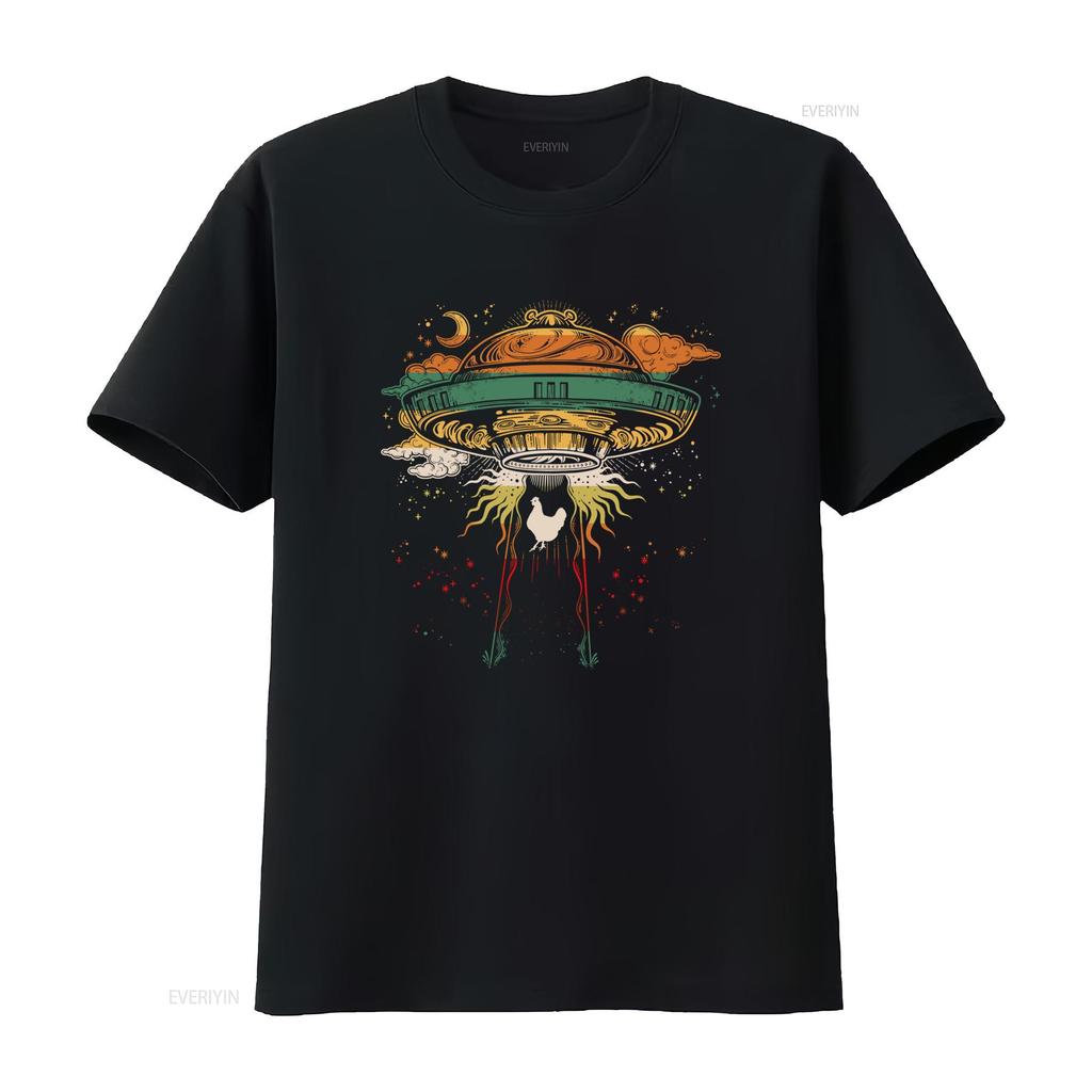 Vintage Retro Psychedelic Ufo Peace Dove Print Casual T Shirt Vintage Fashion Stylish Top For Everyday Wear Graphic