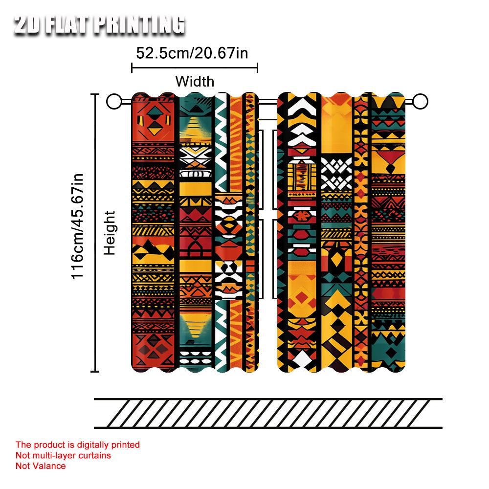 2pc,Window Curtains Cultures Geometrical Durable 100% Polyester Fabric,Without Electricity Spring Party & Holiday Decor Use for