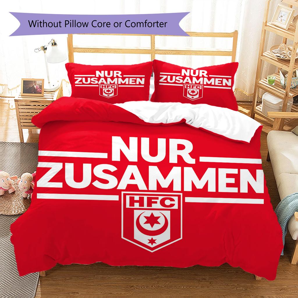 Hallescher FC Pattern Bedding,Quilt Set Quilt Cover Pillowcase Home Birthday Gift(1 * Duvet Cover + 2 * Pillowcase, Without Core)