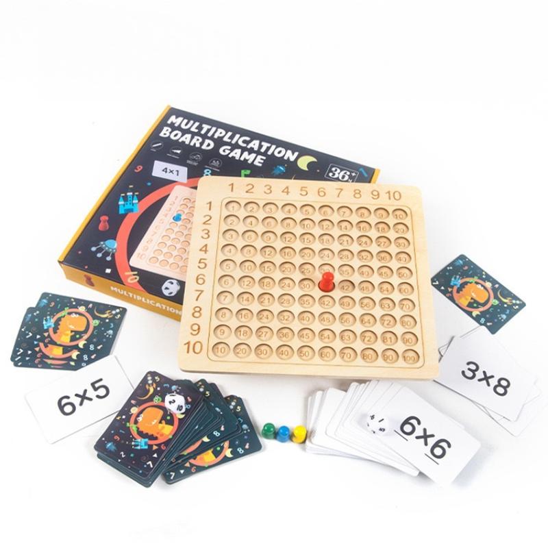 Kids Early Education Multiplication Board Game Wooden Number Counting Learning Toy for Toddlers Birthday Gifts