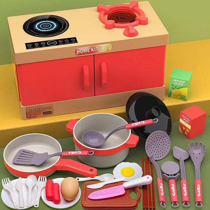

Kitchen Pretend Toy Children Fruit Cutting Simulation Emotional Development Red 33pcs