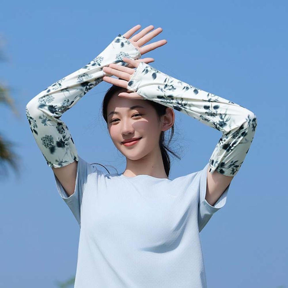 3pcs Quick Drying Floral Ice Silk Mask Breathable Sunshade Arm Cover Women Sunscreen Veil  Outdoor