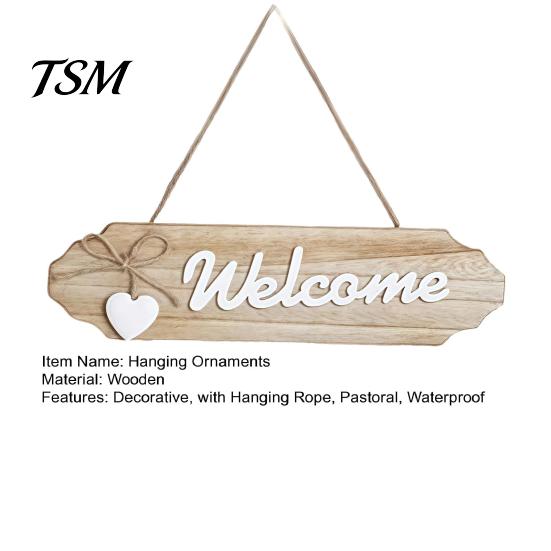 Pastoral Style Home Decor Front Door Welcome Sign, Wall Decoration, Rustic Wooden Farmhouse Porch Decorations Hanging Ornament with Hemp Rope