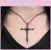 Dark Gothic Skull Cross Pendant Necklace Retro Fashionable Alloy Jewelry For Men And Women