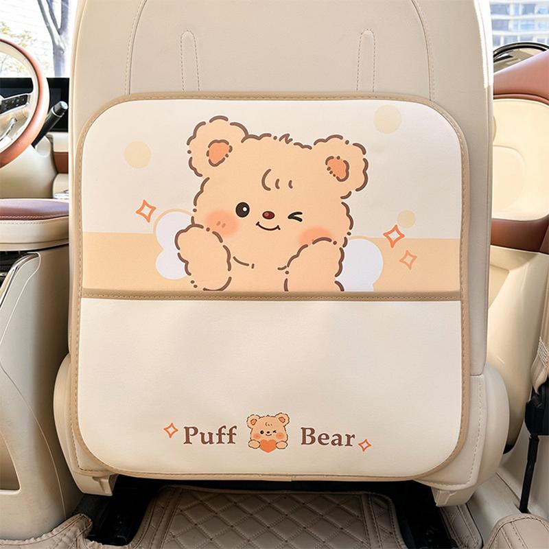 Car Seat Back Protector Kick Mat Leather Cartoon Automotive Anti-Kick Pad PU Leather Car Protector For Backseat Cover For Kids